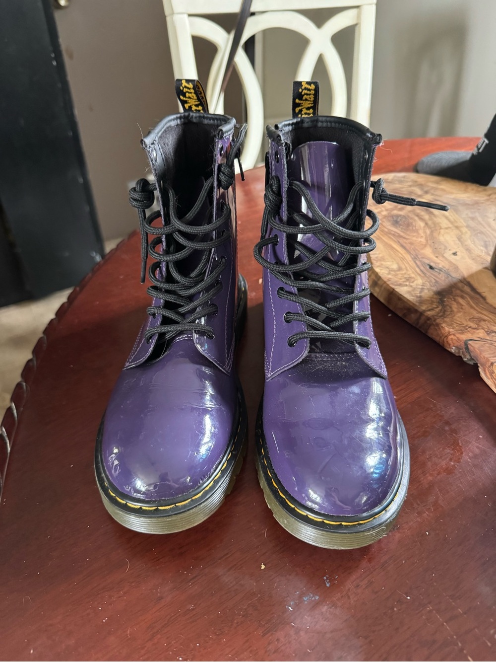 Dr. Martens Purple Patent Lace-Up Combat Boots